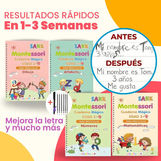 Kit de 4 Cuadernos Mágicos Reutilizables para Niños (Promoción vuelta a clases)